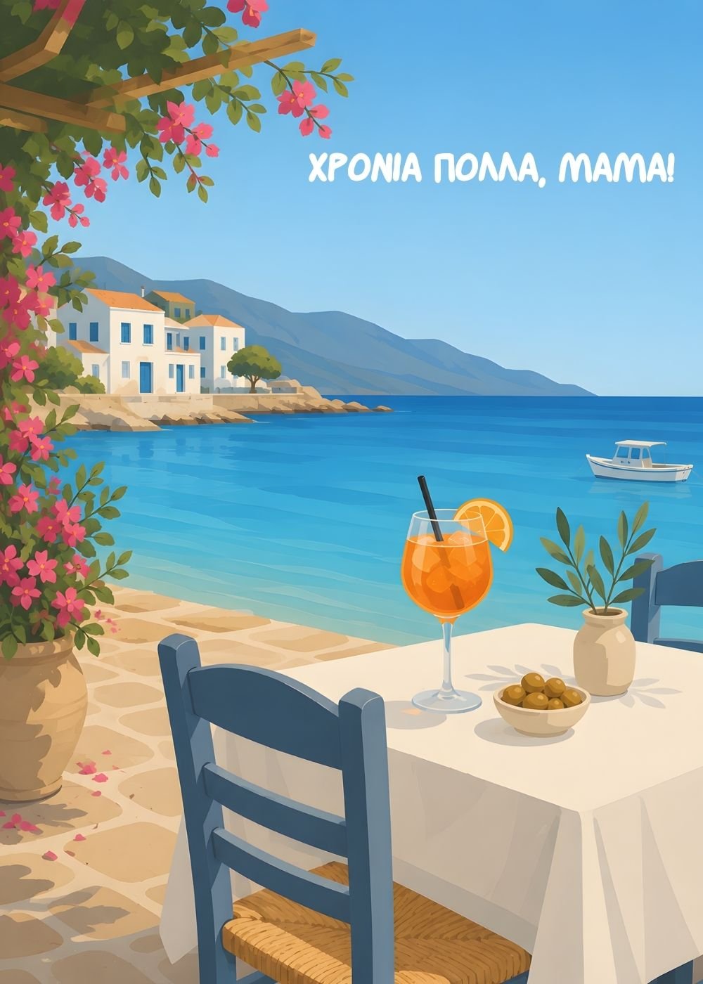 For Mum card – aperitif by the harbour
