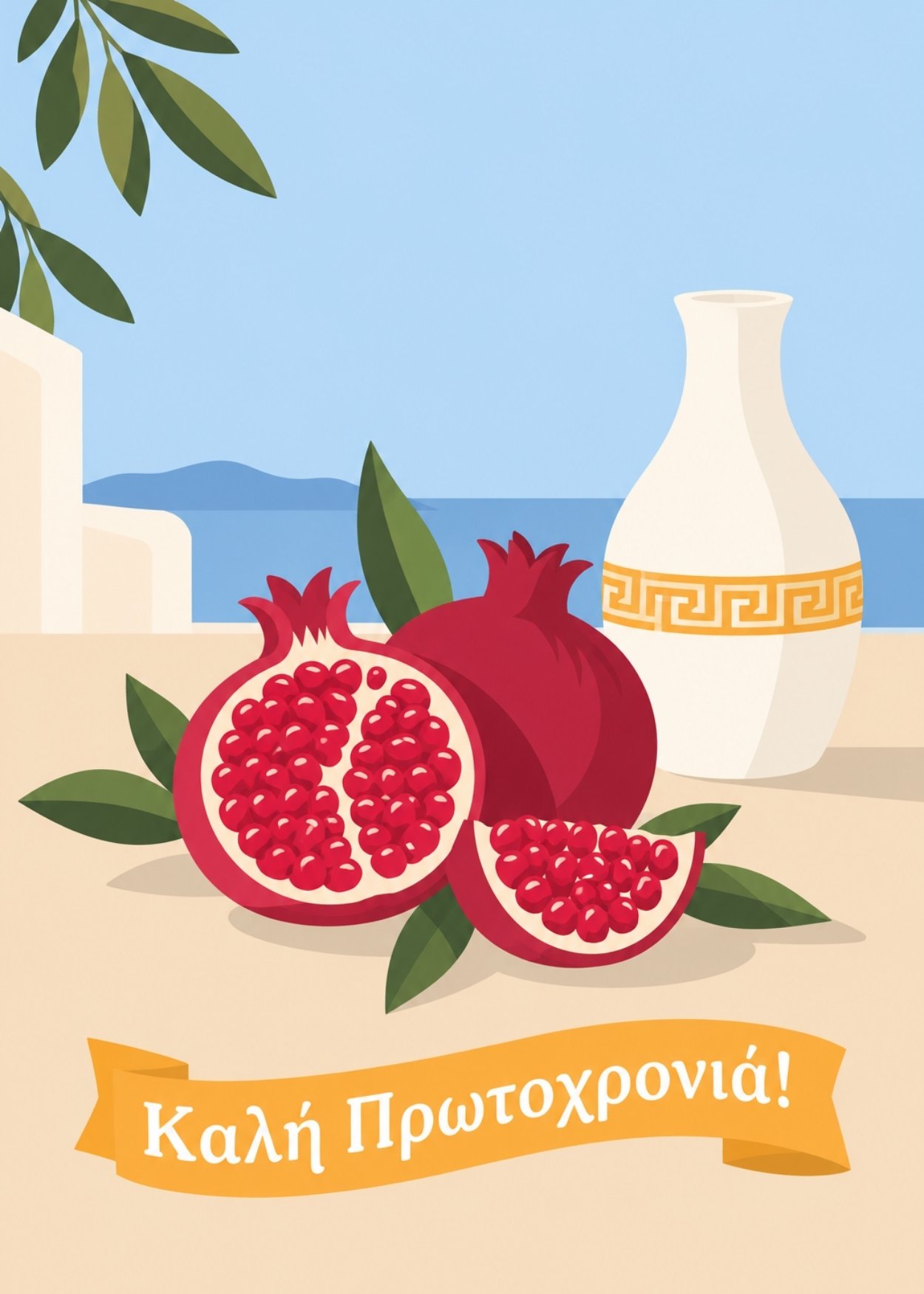 New Year card – pomegranate
