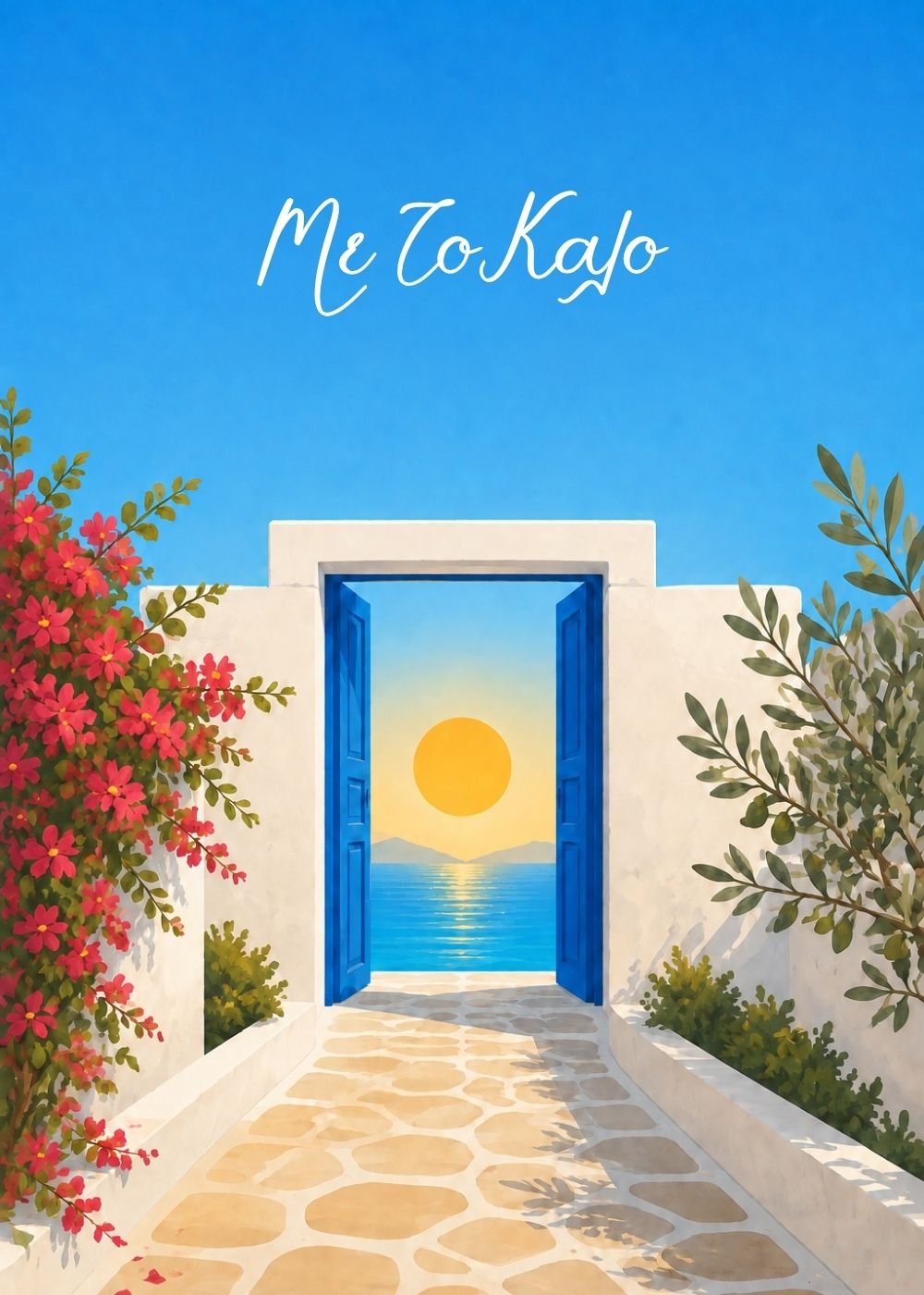 Bon voyage / new home card – blue door to the sea