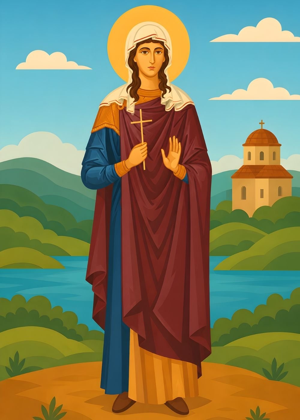 Name day card – Saint Kyriaki icon