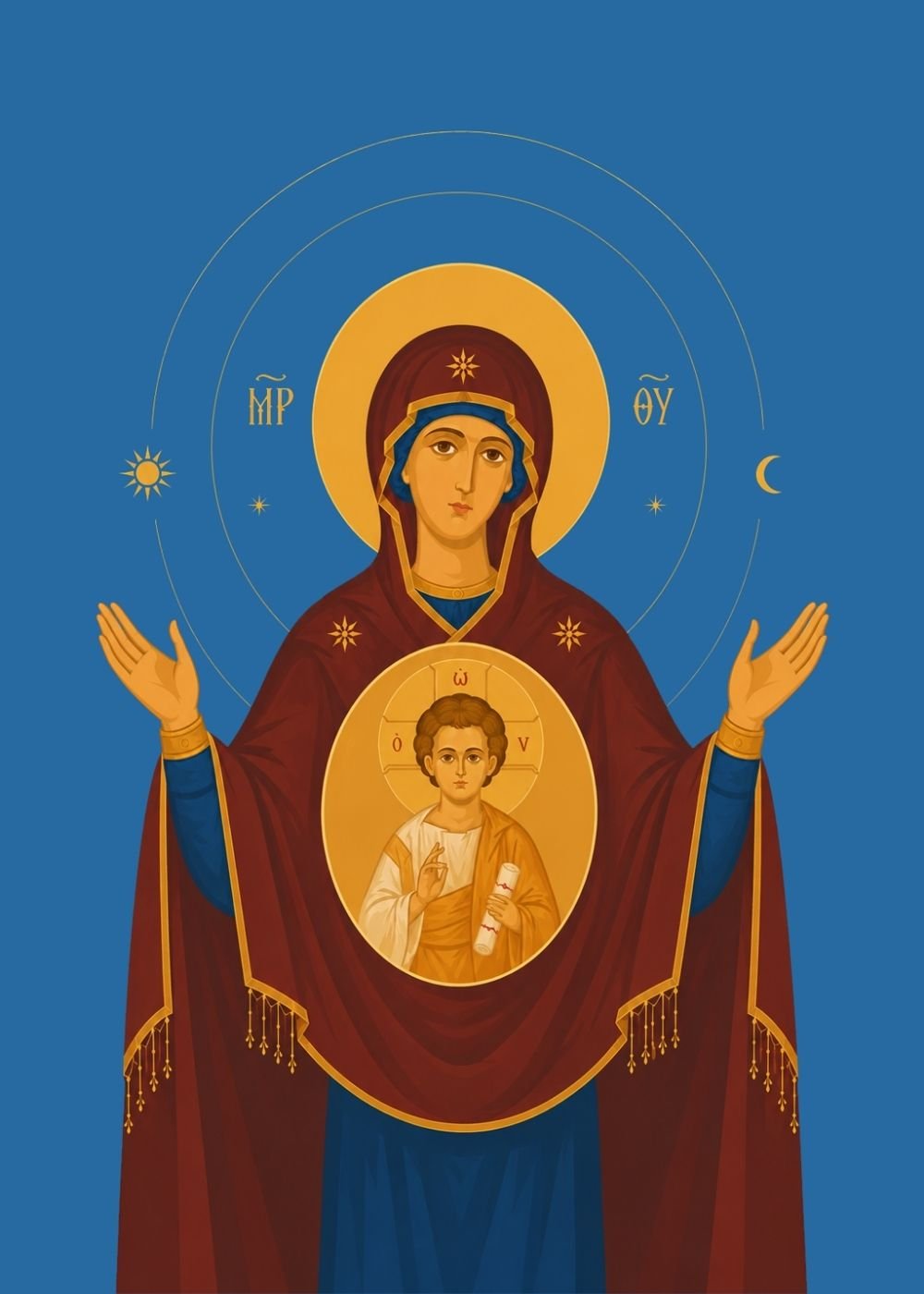 Name day card – Panayia Platytera icon