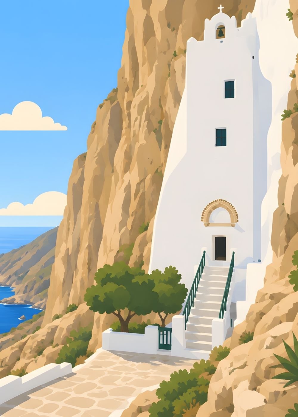 Blessing card – chapel on the cliffs of Amorgos