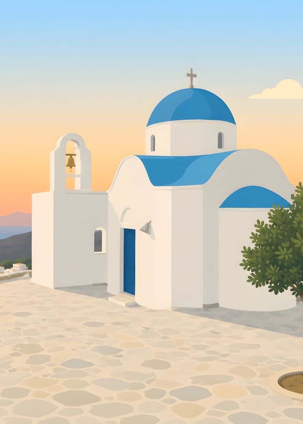 Blessing card – whitewashed chapel, Nisyros