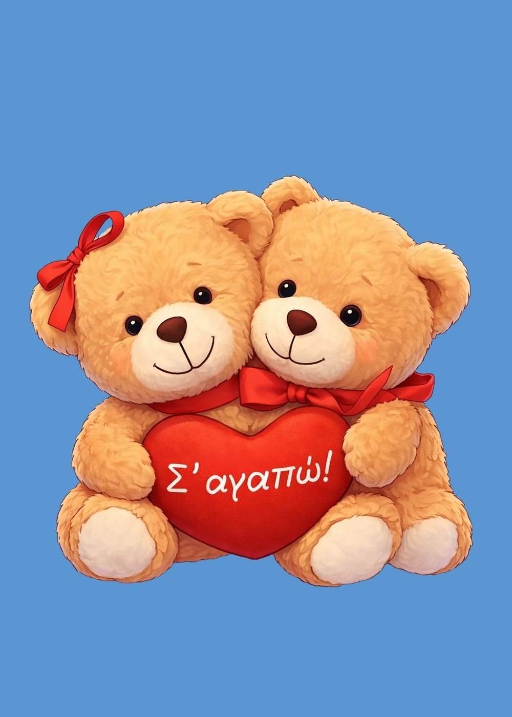 Valentine's card – two teddy bears with a heart